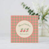 Weihnachts-Rot-Kariert Feiertagskarte (Stehend Vorderseite)