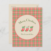 Weihnachts-Rot-Kariert Feiertagspostkarte (Vorne/Hinten)