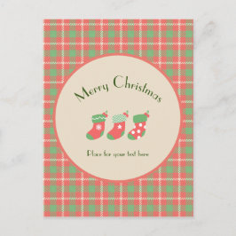 Weihnachts-Rot-Kariert Feiertagspostkarte