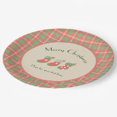 Weihnachts-Rot-Kariert Pappteller (Schrägansicht)