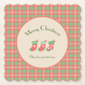 Weihnachts-Rot-Kariert Untersetzer (Vorderseite)
