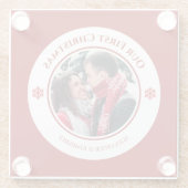 Weihnachts-Rot-Kreis mit Top Bottom-Text Glasuntersetzer (Rückseite)