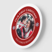 Weihnachts-Rot-Kreis mit Top Bottom-Text Große Wanduhr (Winkel)