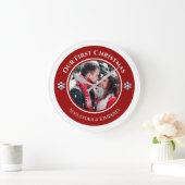Weihnachts-Rot-Kreis mit Top Bottom-Text Große Wanduhr (Zuhause)