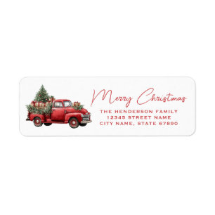 Weihnachts-Rot-LKW-Rücksende-Adressetiketten