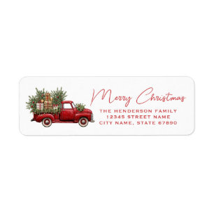 Weihnachts-Rot-LKW-Rücksende-Adressetiketten