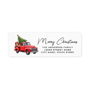 Weihnachts-Rot-LKW-Rücksende-Adressetiketten