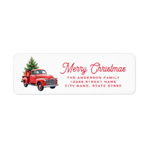 Weihnachts-Rot-LKW-Rücksende-Adressetiketten