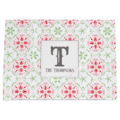 Weihnachts-Rot-Monogramm-Snowflake-Monogramm Große Geschenktüte (Vorderseite)
