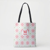 Weihnachts-Rot-Monogramm-Urlaubsmuster Tasche (Vorderseite)