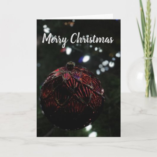 Weihnachts-Rot-Ornament Feiertagskarte (Vorderseite)