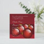 Weihnachts-Rot-Ornament Hochzeitseinladung Einladung (Stehend Vorderseite)