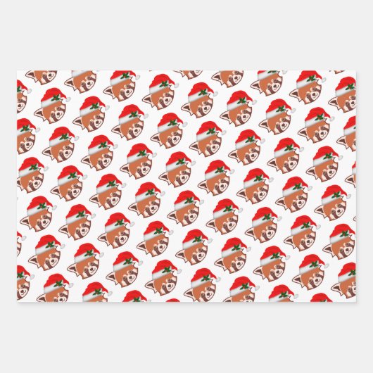 Weihnachts-Rot-Panda - Ergänzendes Wrapping Paper Geschenkpapier Set (Vorderseite 3)