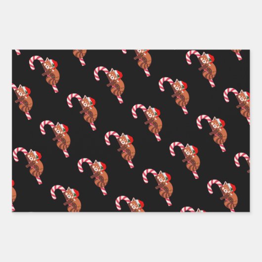Weihnachts-Rot-Panda - Ergänzendes Wrapping Paper Geschenkpapier Set (Vorderseite 2)