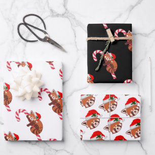 Weihnachts-Rot-Panda - Ergänzendes Wrapping Paper Geschenkpapier Set