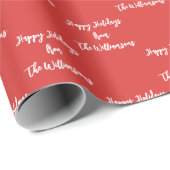 Weihnachts-Rot-Personalisiert-Name-Script-Kalligra Geschenkpapier (Rolleneckpunkt)