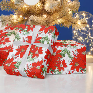 Weihnachts-Rot Poinsettien-Geschenkpapier Geschenkpapier