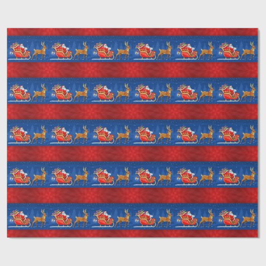 Weihnachts-Rot-Rot-Schlitten-Packung Geschenkpapier (Flach)