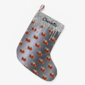 Weihnachts-Rot-Schlitten Santa Glitzer Monogramm Kleiner Weihnachtsstrumpf (Vorderansicht (hängend))