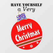 Weihnachts-Rot-Schnee-Zierkappe Fensteraufkleber (Blatt)