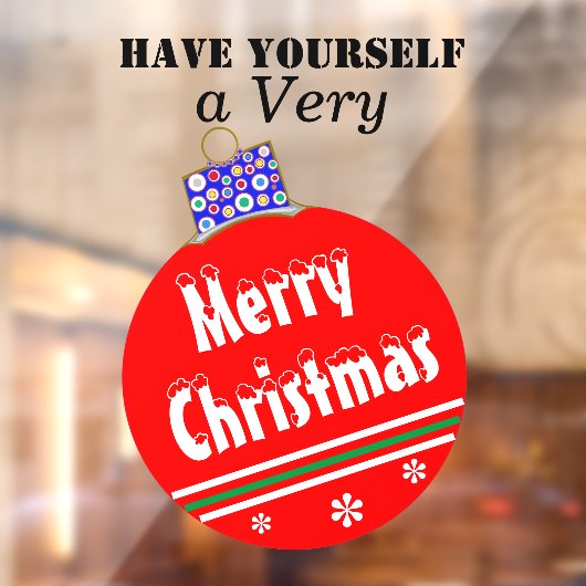 Weihnachts-Rot-Schnee-Zierkappe Fensteraufkleber (Blatt 2)