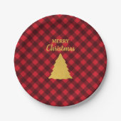 Weihnachts Rot & Schwarz Buffalo Karierter Weihnac Pappteller (Vorderseite)