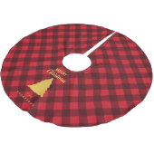 Weihnachts Rot & Schwarz Buffalo Karierter Weihnac Polyester Weihnachtsbaumdecke (Schrägansicht)