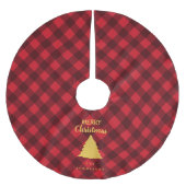 Weihnachts Rot & Schwarz Buffalo Karierter Weihnac Polyester Weihnachtsbaumdecke (Vorderseite)