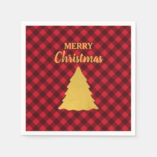 Weihnachts Rot & Schwarz Buffalo Karierter Weihnac Serviette (Vorderseite)