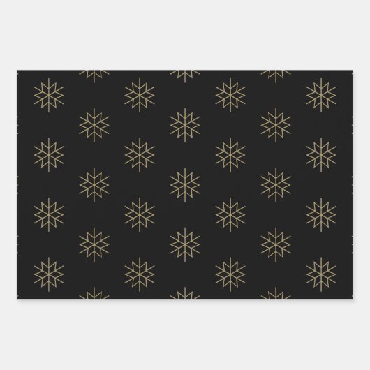 Weihnachts-Rot-Schwarz-Gold-Schneeflocken-Star Geschenkpapier Set (Vorderseite 3)