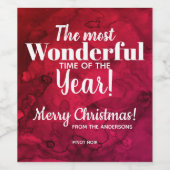 Weihnachts-Rot-Schwarz-Wasserfarbe Weinetikett (Einzelnes Label)