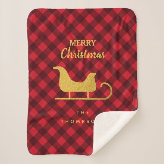 Weihnachts Rot & Schwarzes Buffalo Kariert Santa S Sherpadecke (Vorderseite)