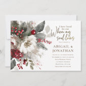 Weihnachts-Rot-Silber-Weiße Christliche Hochzeit Einladung (Vorderseite)