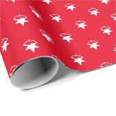 Weihnachts-Rot-Sterne Schneeflocken Winterschnee Geschenkpapier (Rolleneckpunkt)