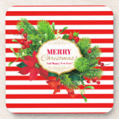 Weihnachts-Rot-Streifen Getränkekarte Getränkeuntersetzer (Vorderseite)