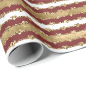 Weihnachts-Rot-Streifen Glitzer Herz Geschenkpapier (Rolleneckpunkt)