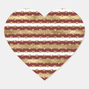 Weihnachts-Rot-Streifen Glitzer Herz Herz-Aufkleber