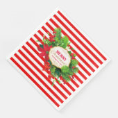 Weihnachts Rot Strip Dinner Paper Napkin Serviette (Ecke)