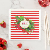 Weihnachts Rot Strip Dinner Paper Napkin Serviette (Beispiel)