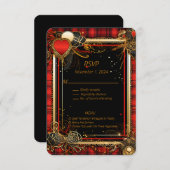 Weihnachts-Rot-und-Gold-Hochzeit RSVP Karte (Vorne/Hinten)