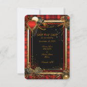 Weihnachts-Rot-und-Gold-Hochzeit Save The Date (Vorderseite)