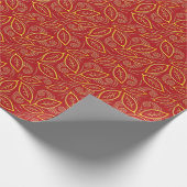 Weihnachts-Rot und Gold-Illustrierte Blätter Muste Geschenkpapier (Ecke)