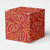 Weihnachts-Rot und Gold-Illustrierte Blätter Muste Geschenkschachtel (Vorderseite)