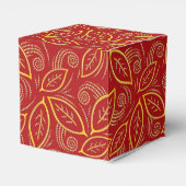Weihnachts-Rot und Gold-Illustrierte Blätter Muste Geschenkschachtel (Rückseite)