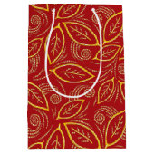 Weihnachts-Rot und Gold-Illustrierte Blätter Muste Mittlere Geschenktüte (Vorderseite)