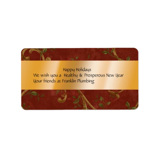 Weihnachts-Rot- und Goldweinlabel Adressaufkleber (Vorne)