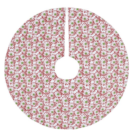 Weihnachts Rot und Grün Daisy Blumenmuster Polyester Weihnachtsbaumdecke (Vorderseite)