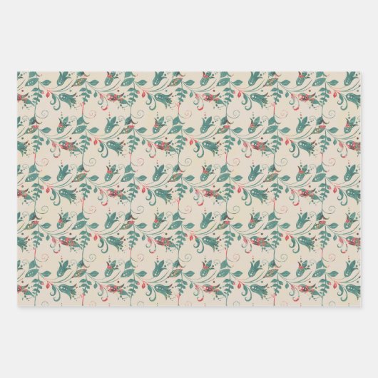 Weihnachts Rot und Grün Geschenkpapier Set (Vorderseite 3)