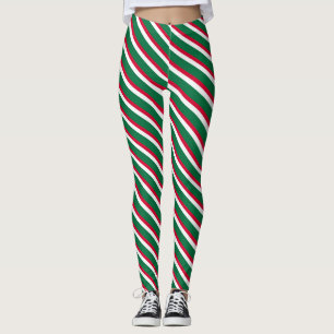 Weihnachts rot und grün gestreift leggings
