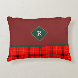 Weihnachts Rot und Grün Kariert Tartan Mit Monogra Dekokissen
